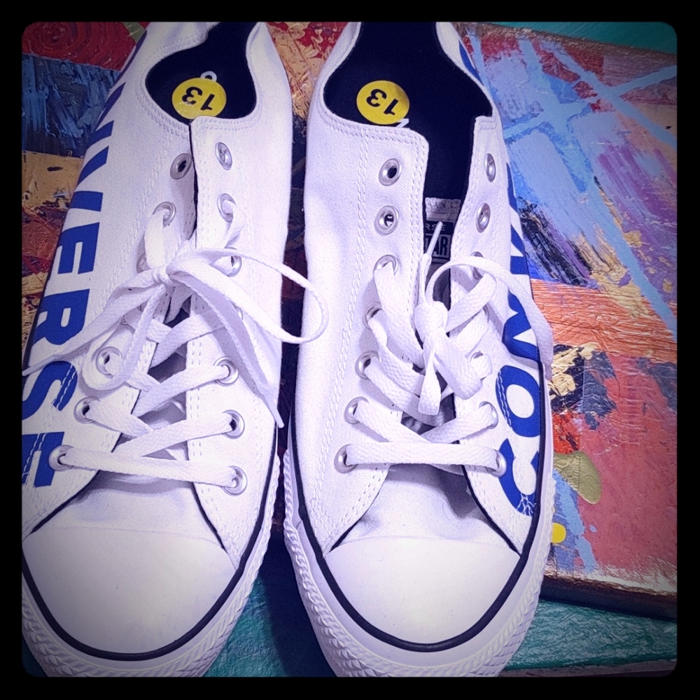 Converse white blue